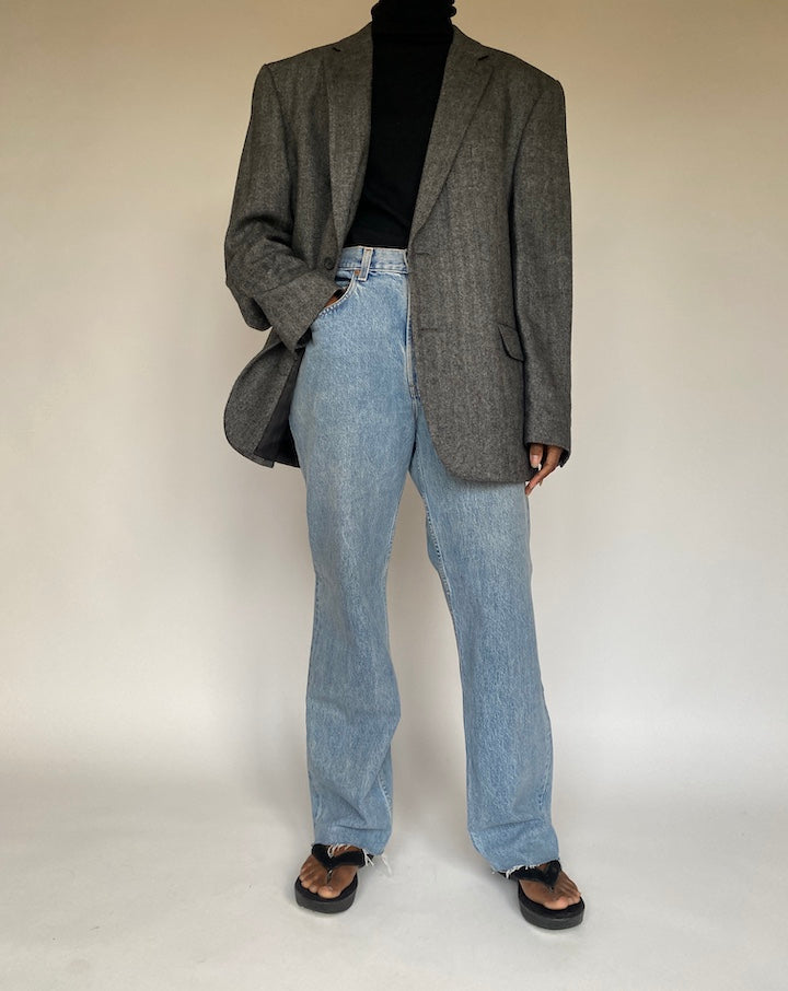 VINTAGE GREY CASHMERE BLENDED BLAZER 1713