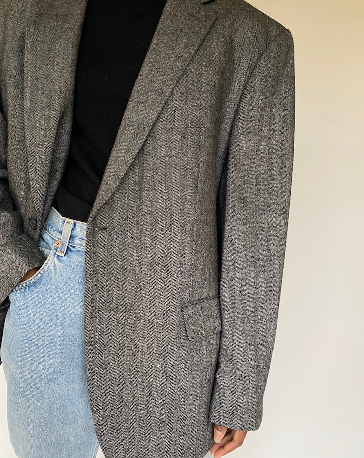 VINTAGE GREY CASHMERE BLENDED BLAZER 1713