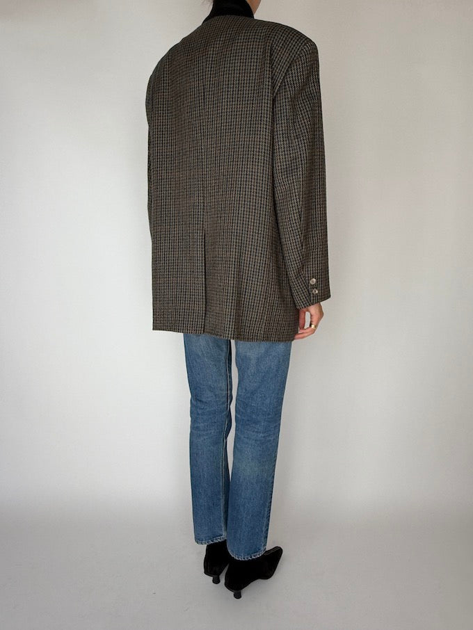 Vintage Houndstooth Wool Blazer 5850