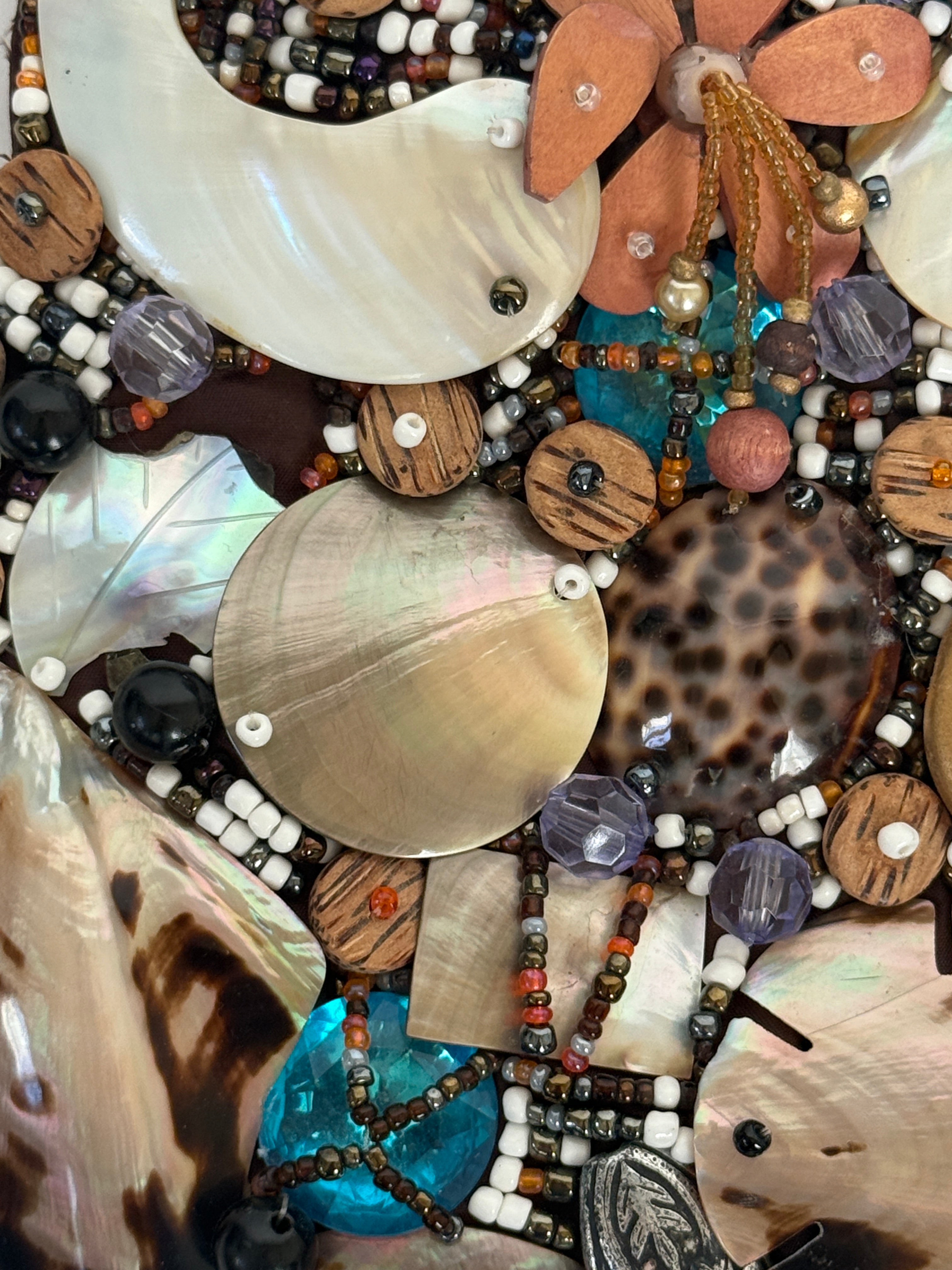 Vintage shell embellished mini handbag embellishment close-up