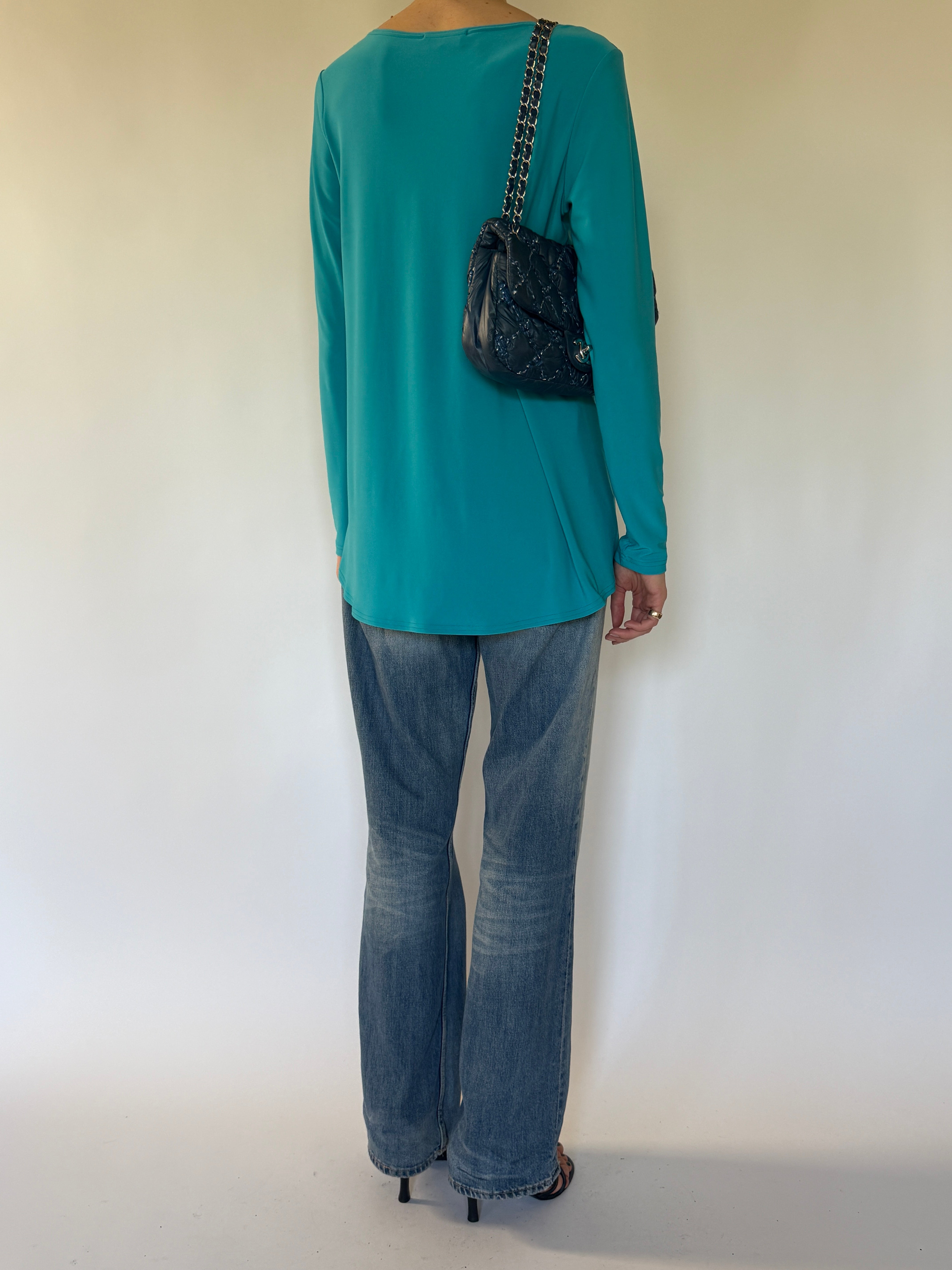Vintage turquoise top back view
