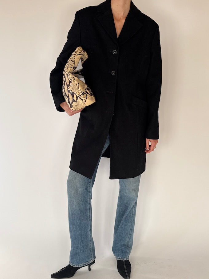 Vintage Wool-Blended Coat In Black 5712