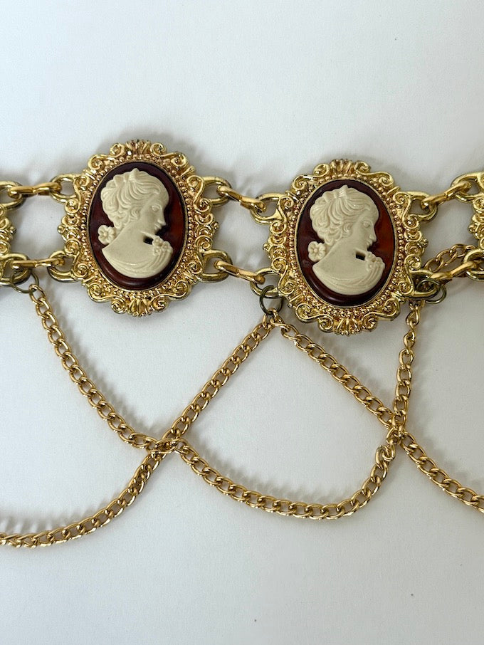Vintage Gold Cameo Chain Belt