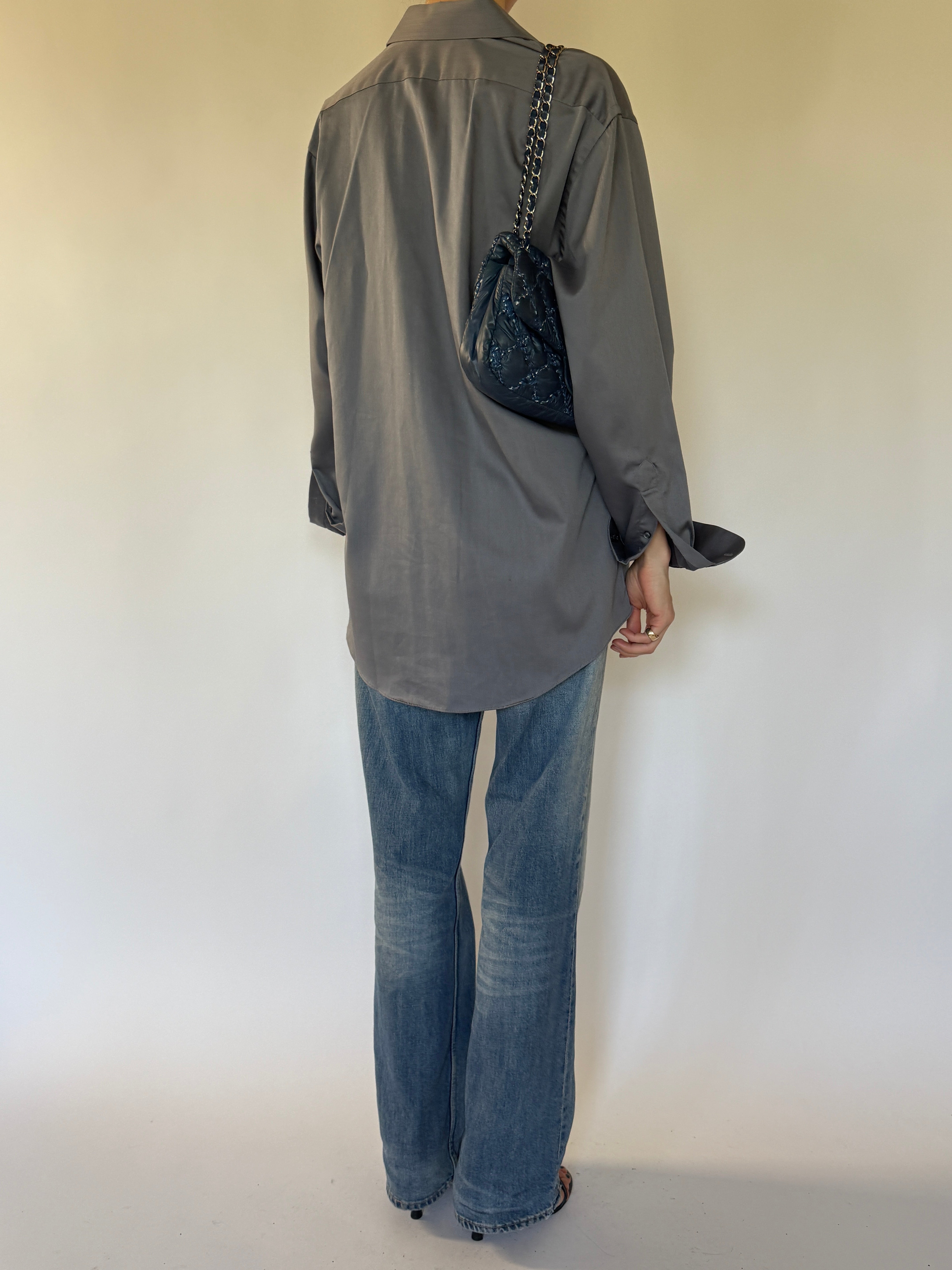 Vintage gray cotton blend shirt back view