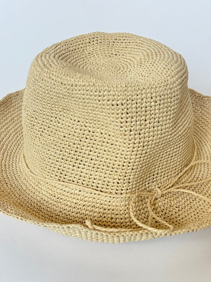 Vintage Woven Straw Hat in a natural beige tone