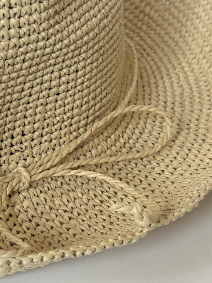 Vintage Woven Straw Hat in a natural beige tone