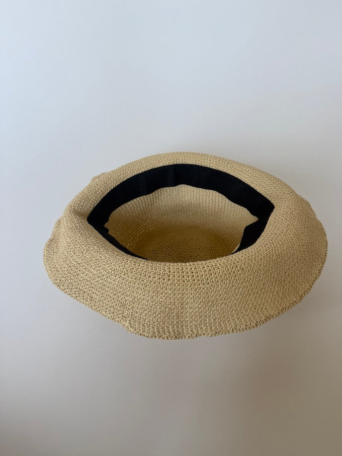 Vintage Woven Straw Hat in a natural beige tone