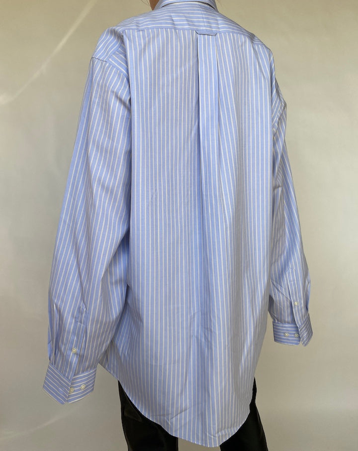 VINTAGE OVERSIZED BLUE AND YELLOW STRIPED SHIRT 449