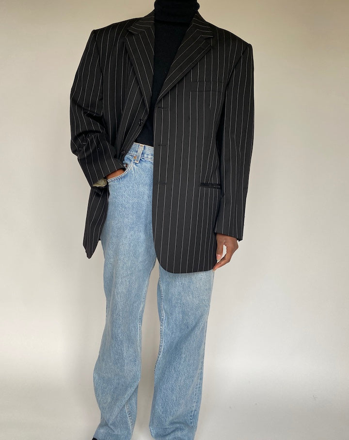 VINTAGE OVERSIZED PINSTRIPED BLAZER 1721