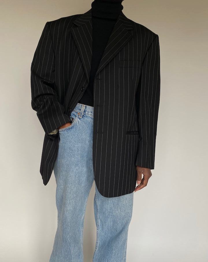 VINTAGE OVERSIZED PINSTRIPED BLAZER 1721
