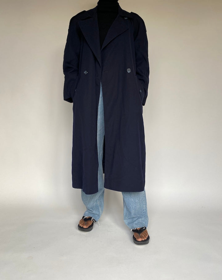 VINTAGE NAVY TRENCH COAT 1722