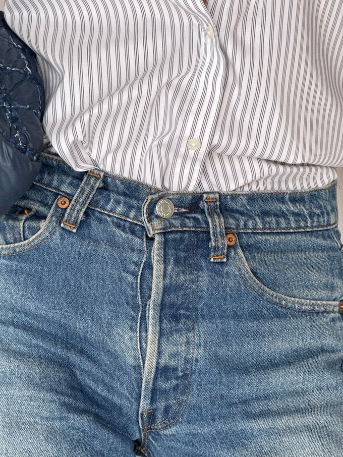 Vintage Striped Shirt White 6377