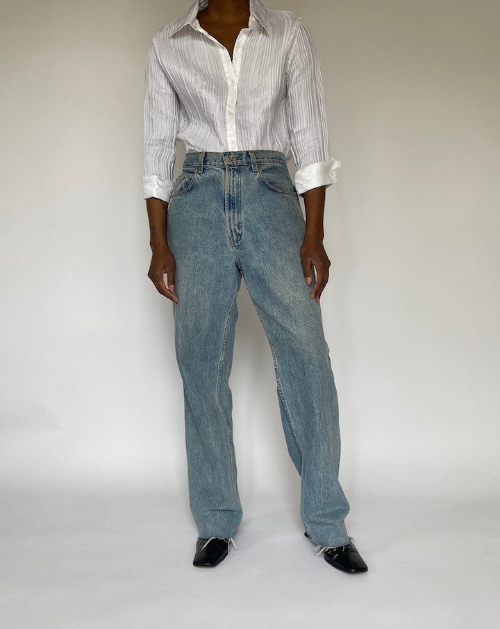 VINTAGE WHITE PLEATED BLOUSE 4722