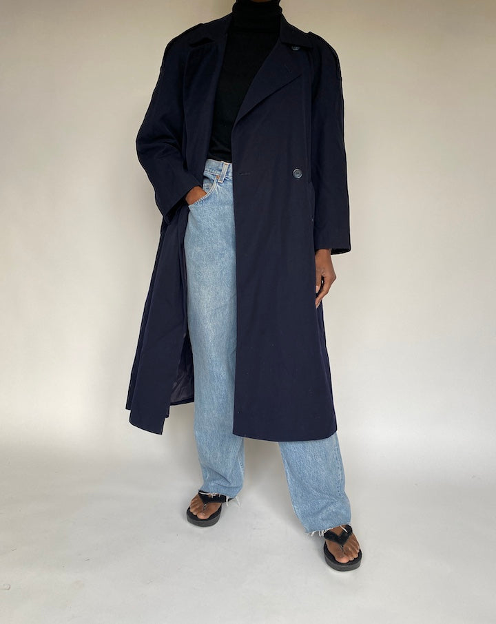 VINTAGE NAVY TRENCH COAT 1722