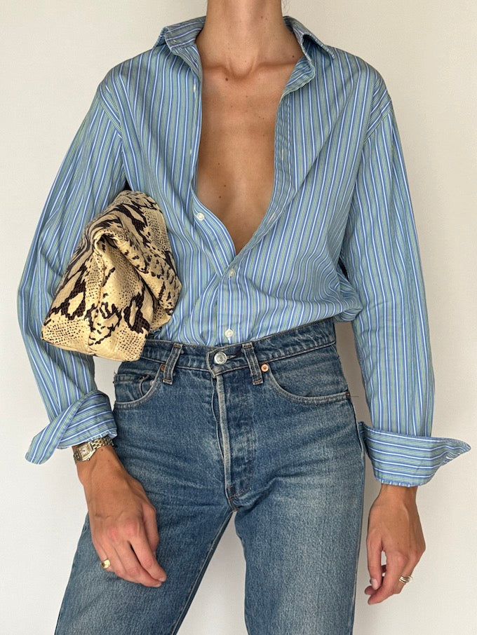 Vintage striped shirt blue 6188