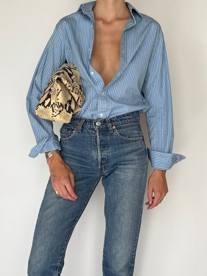 Vintage striped shirt blue 6188