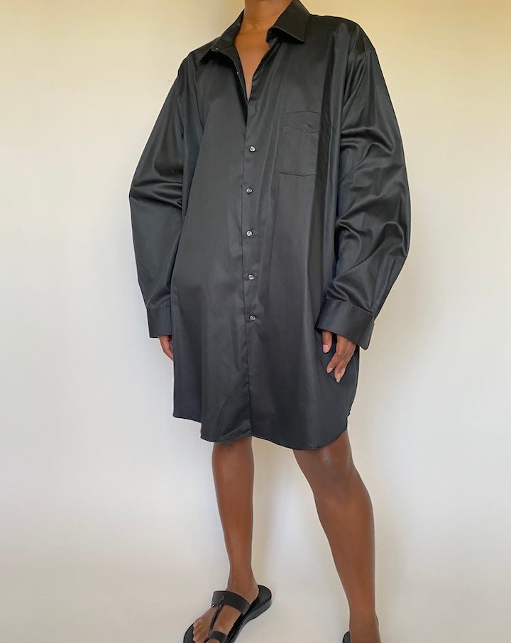 VINTAGE OVERSIZED BLACK SHIRT DRESS 3996