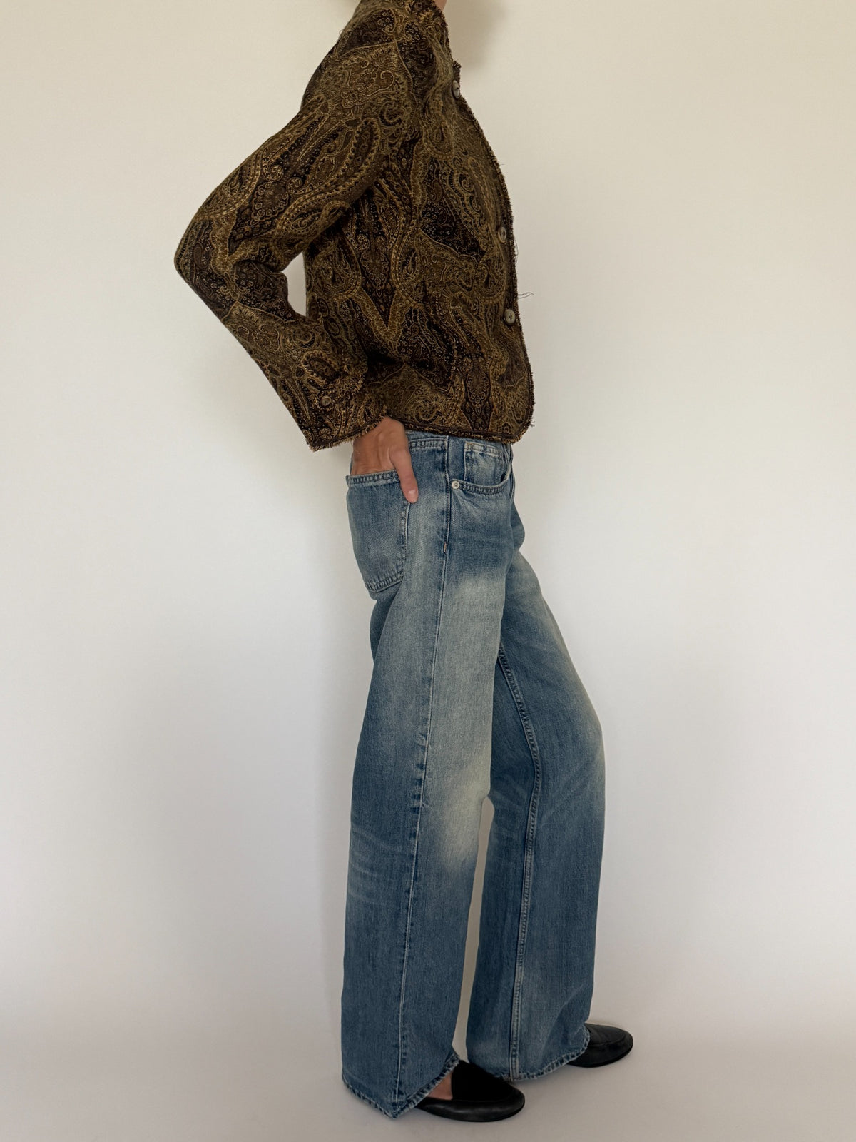 Vintage paisley jacket side view brown