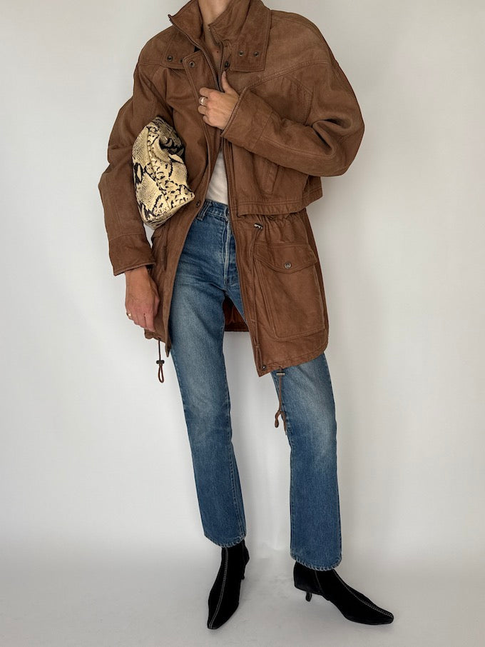 Vintage Leather Jacket In Brown 5687