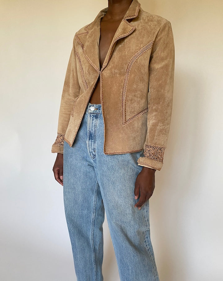 VINTAGE BROWN SUEDE LEATHER JACKET 2710