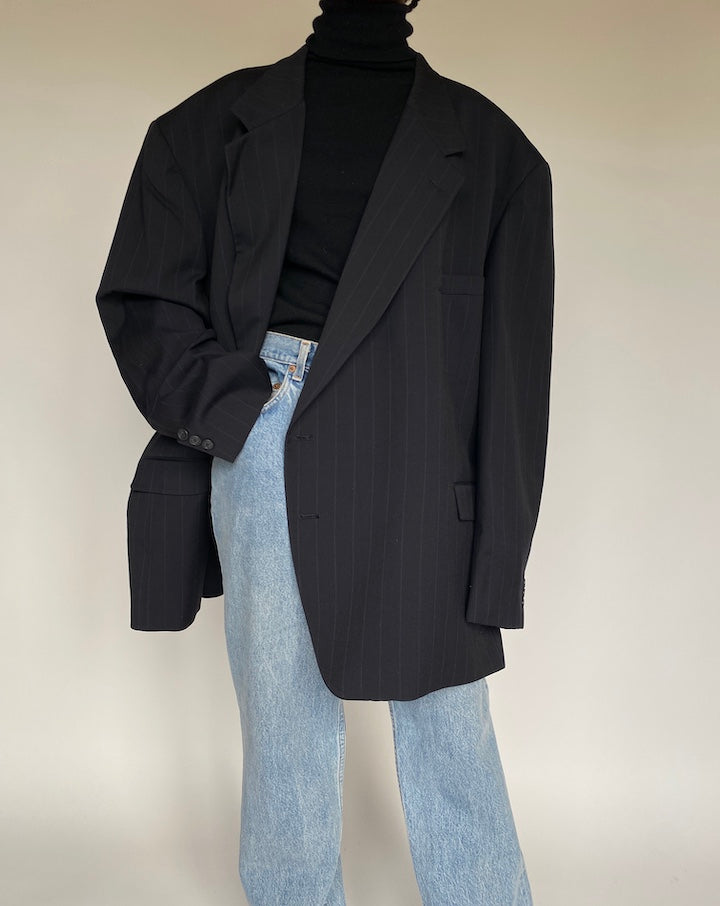 VINTAGE OVERSIZED PINSTRIPED BLAZER 1733
