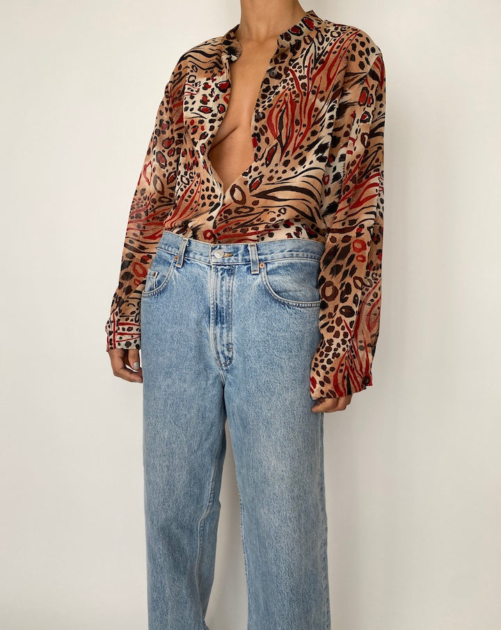 VINTAGE ANIMAL PRINTED BLOUSE 2532