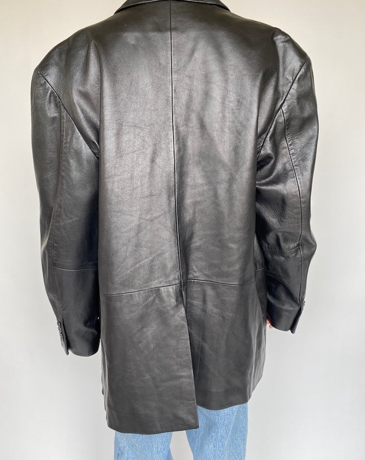 VINTAGE BLACK LEATHER JACKET/BLZER 721