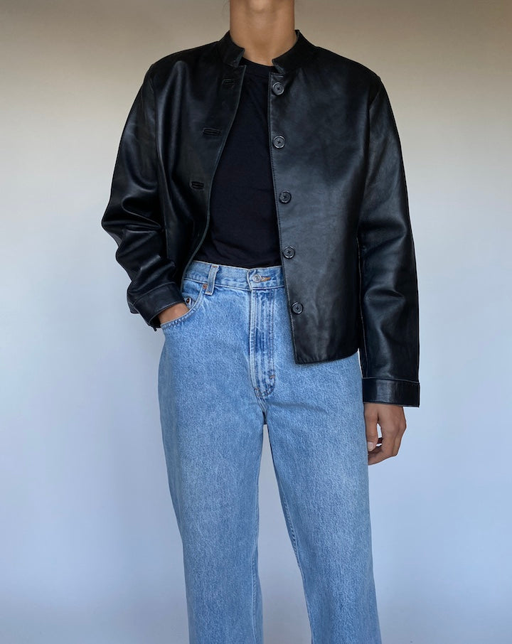 VINTAGE BLACK LEATHER JACKET 3031