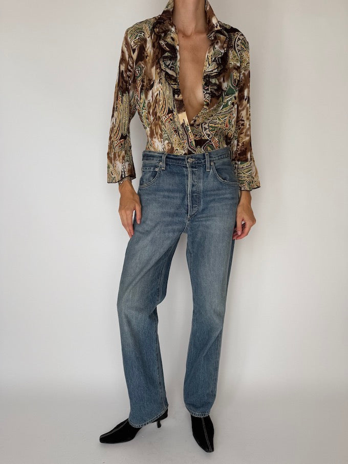 Vintage Ruffled Paisley blouse 6363