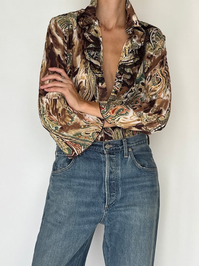 Vintage Ruffled Paisley blouse 6363