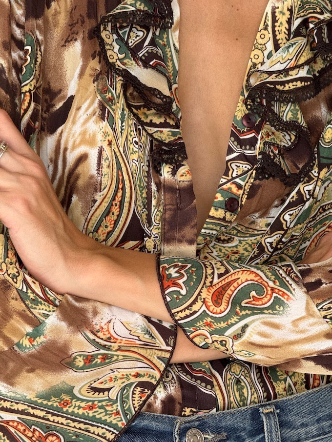 Vintage Ruffled Paisley blouse 6363