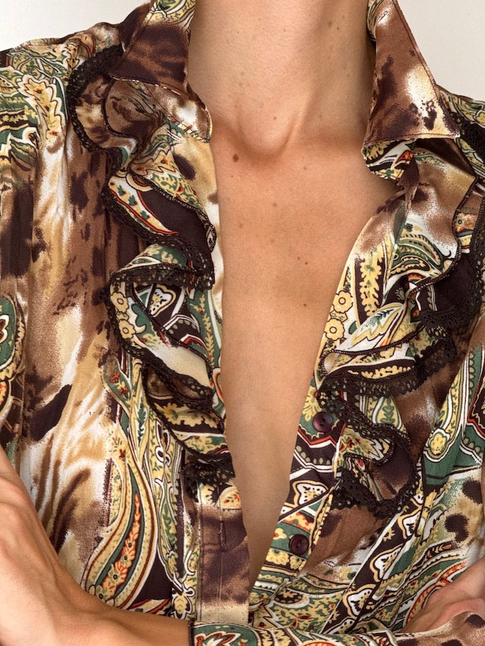 Vintage Ruffled Paisley blouse 6363