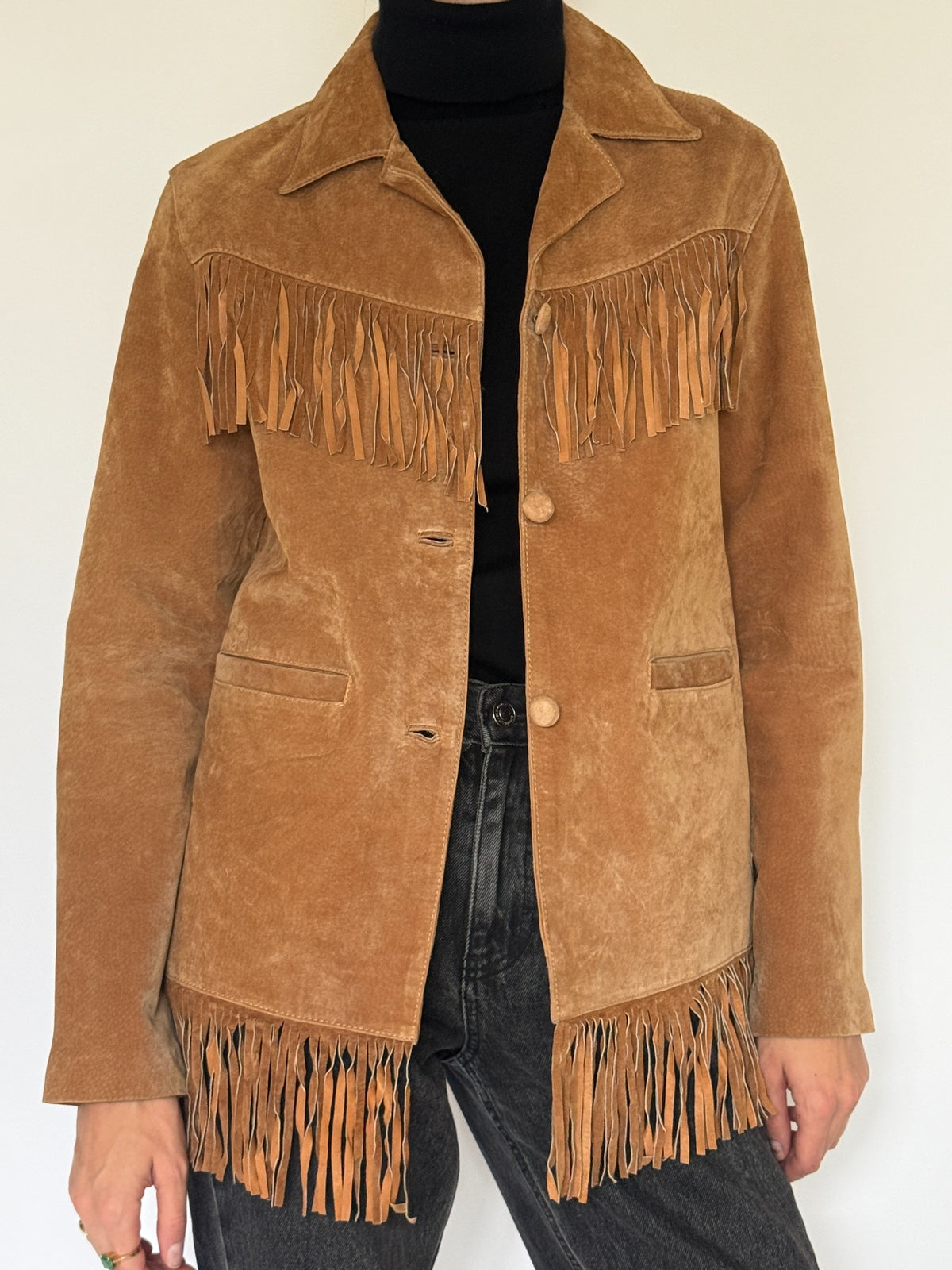Vintage brown suede fringe jacket