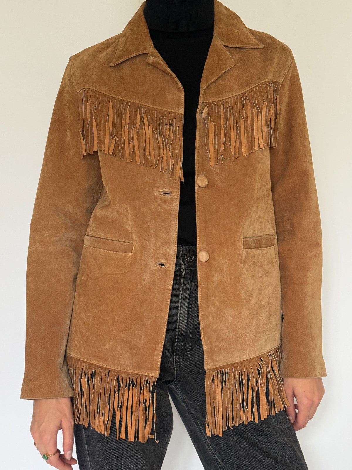 Vintage brown suede fringe jacket