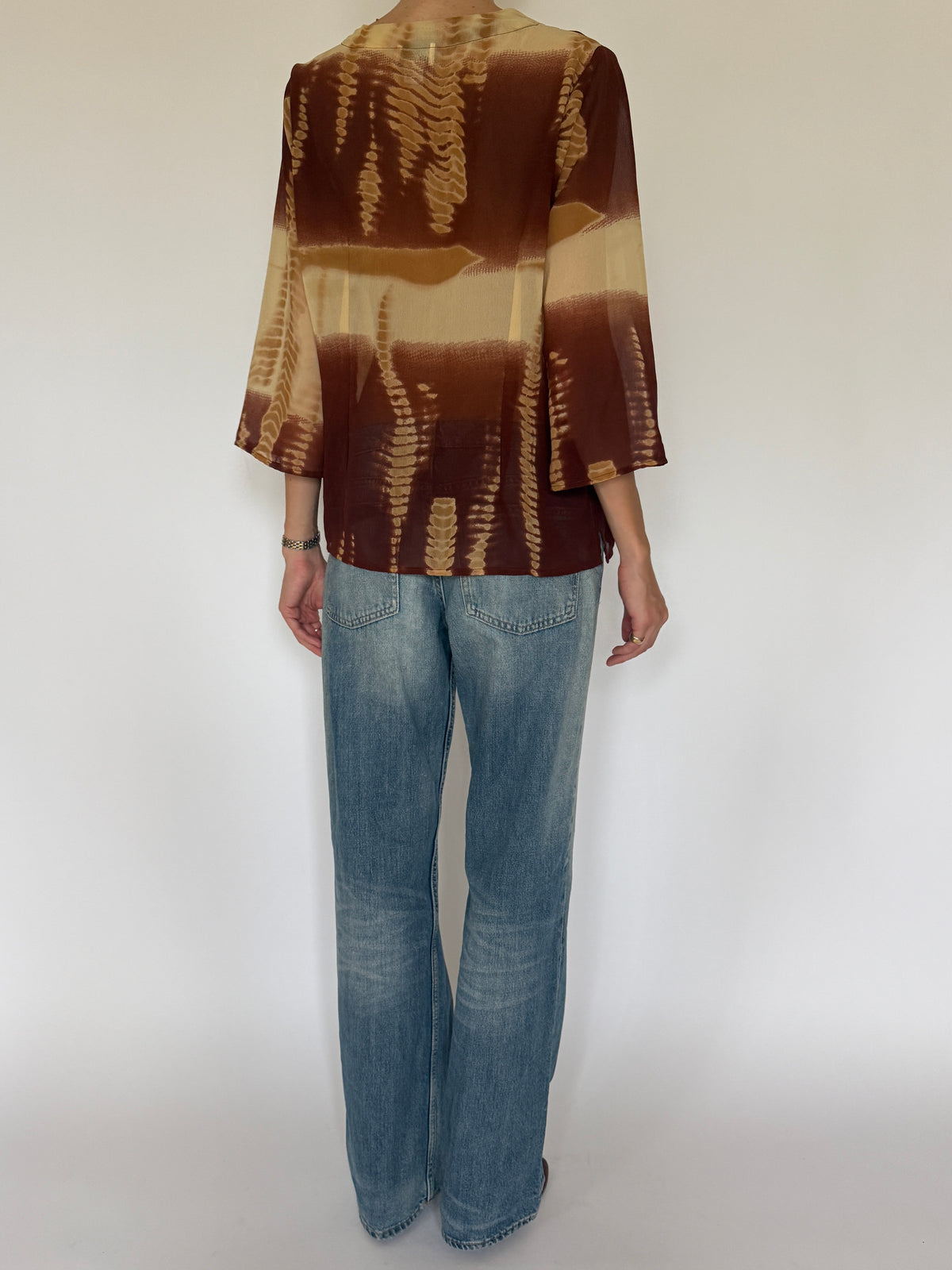 Vintage brown and camel sequin blouse back view