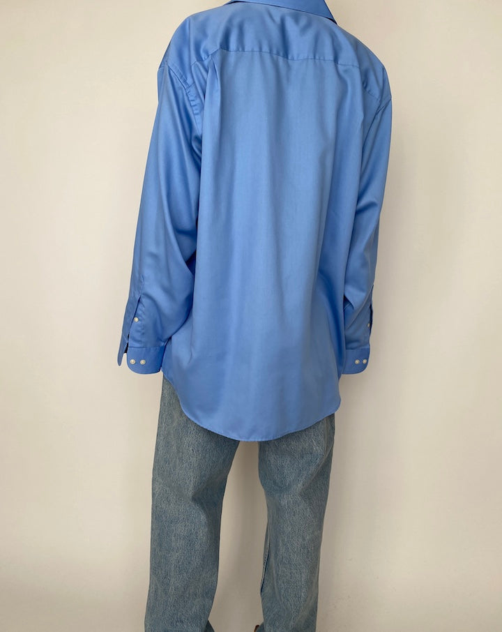 VINTAGE OVERSIZED BLUE BUTTON DOWN LONG SLEEVE SHIRT 2536