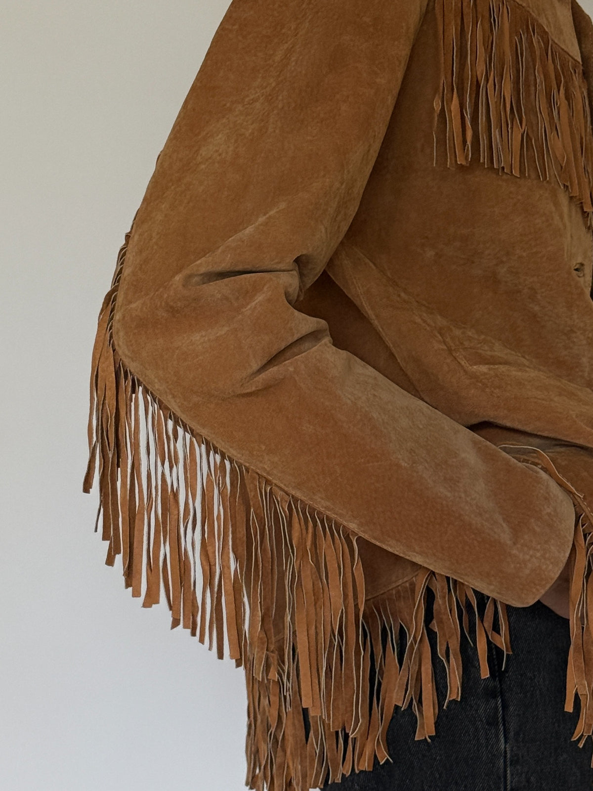 Vintage brown suede fringe jacket