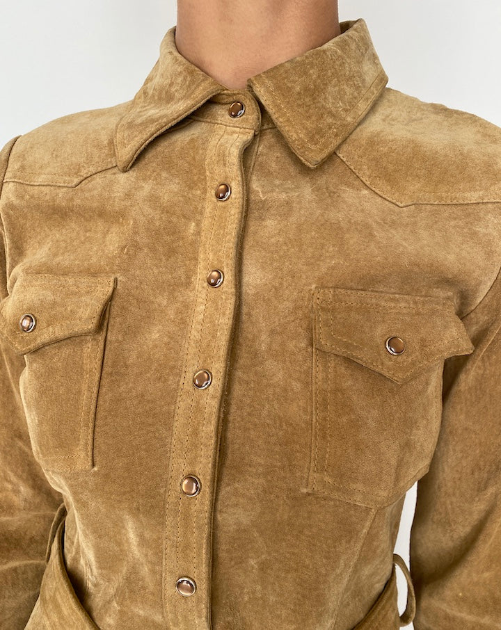 VINTAGE BROWN SUEDE LEATHER DRESS 2538