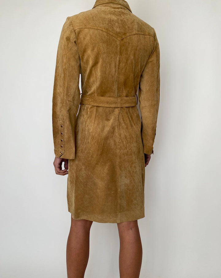 VINTAGE BROWN SUEDE LEATHER DRESS 2538