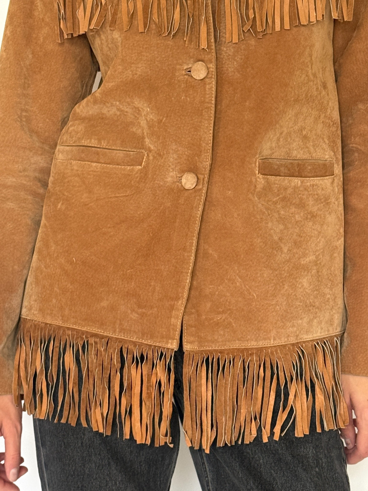 Vintage brown suede fringe jacket