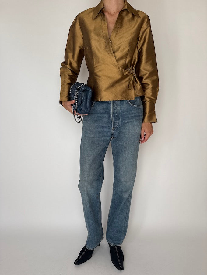 Vintage Wrap Blouse In Silk 5878