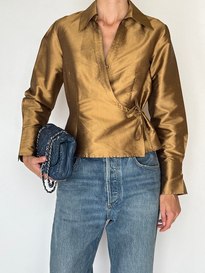 Vintage Wrap Blouse In Silk 5878
