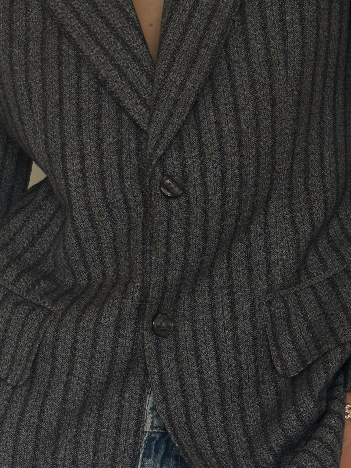 Vintage Pinstripe Blazer Grey & Charcoal 7524