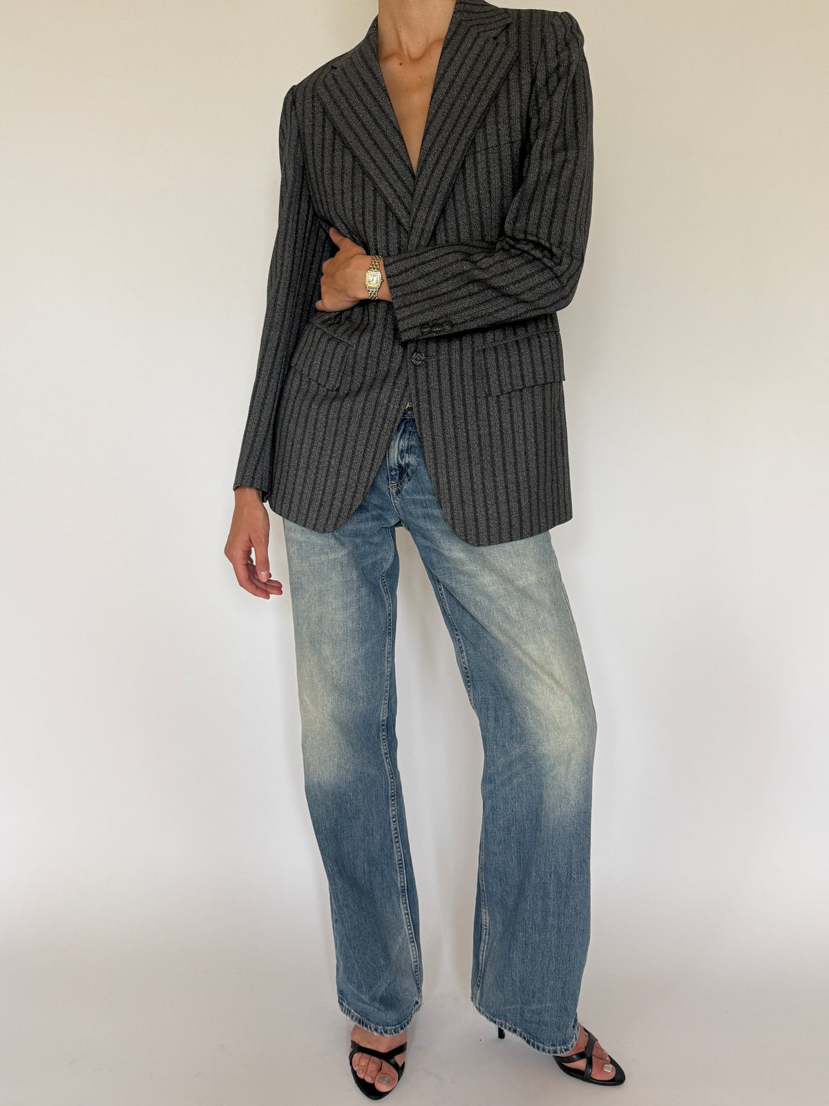 Vintage Pinstripe Blazer Grey & Charcoal 7524