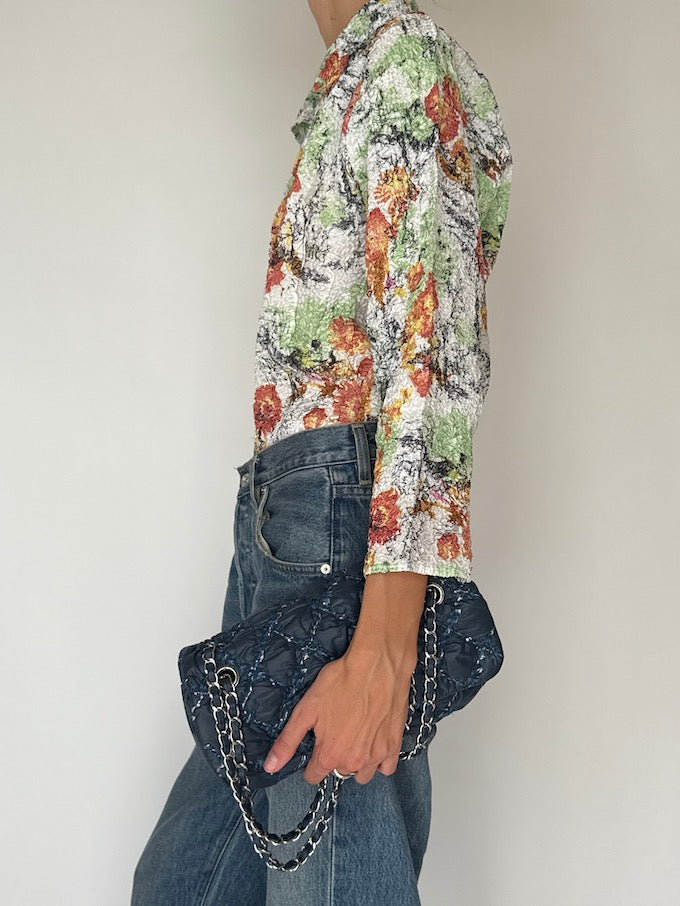Vintage Floral Crinkle-Effect Blouse 5880