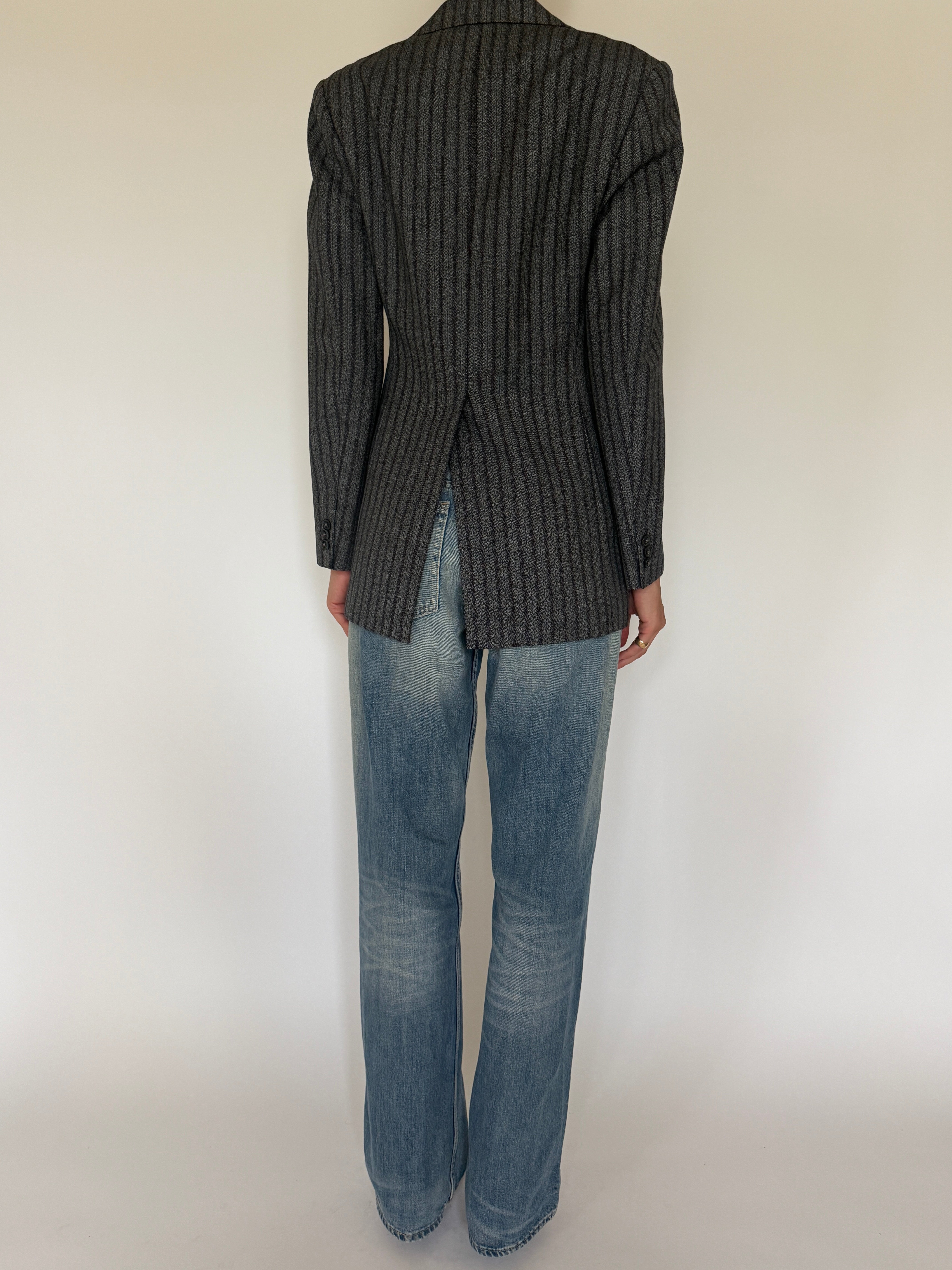 Vintage Pinstripe Blazer Grey & Charcoal 7524