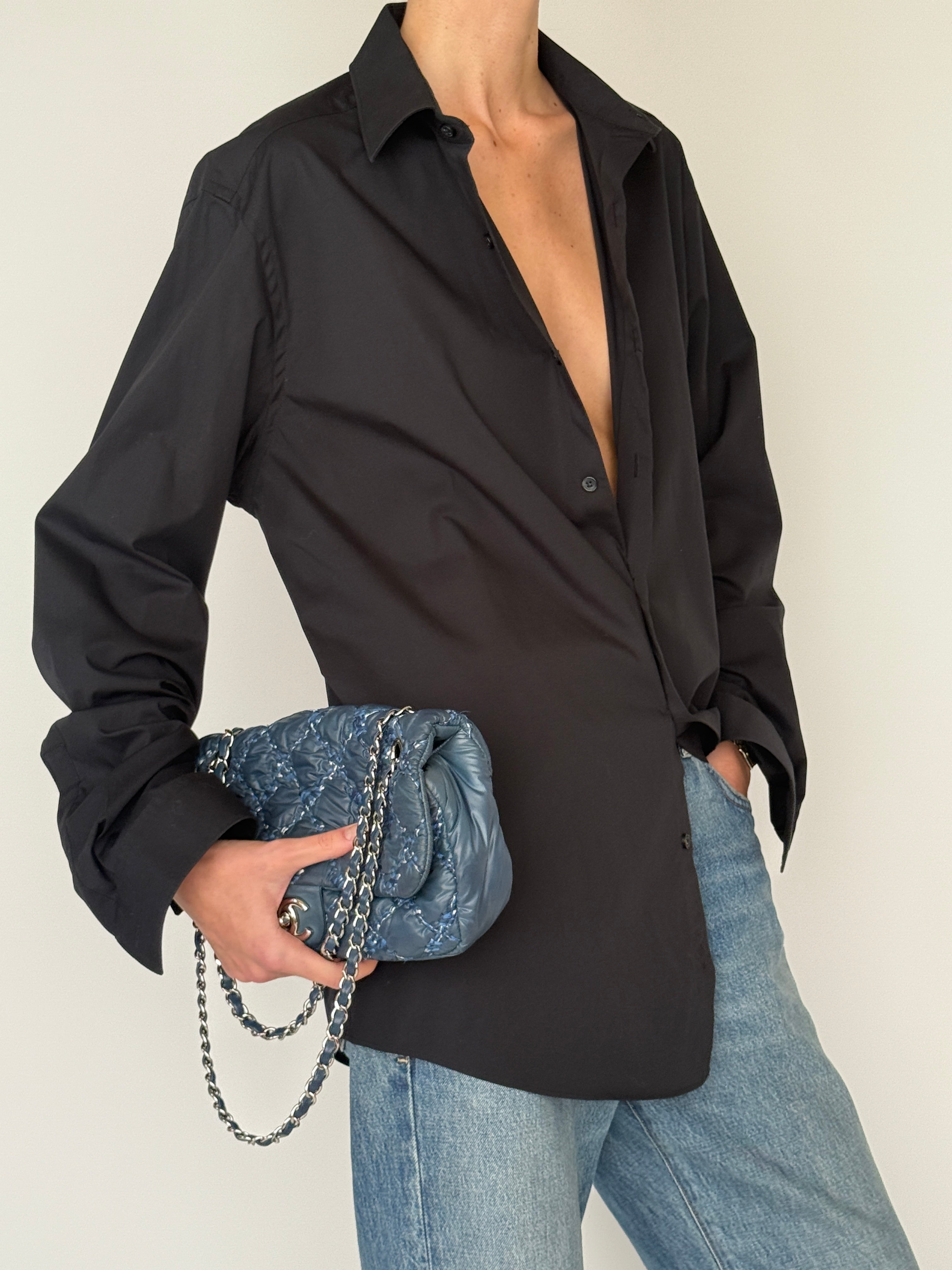 Vintage black slim fit shirt side view