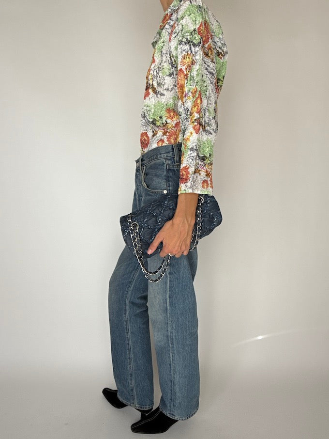 Vintage Floral Crinkle-Effect Blouse 5880