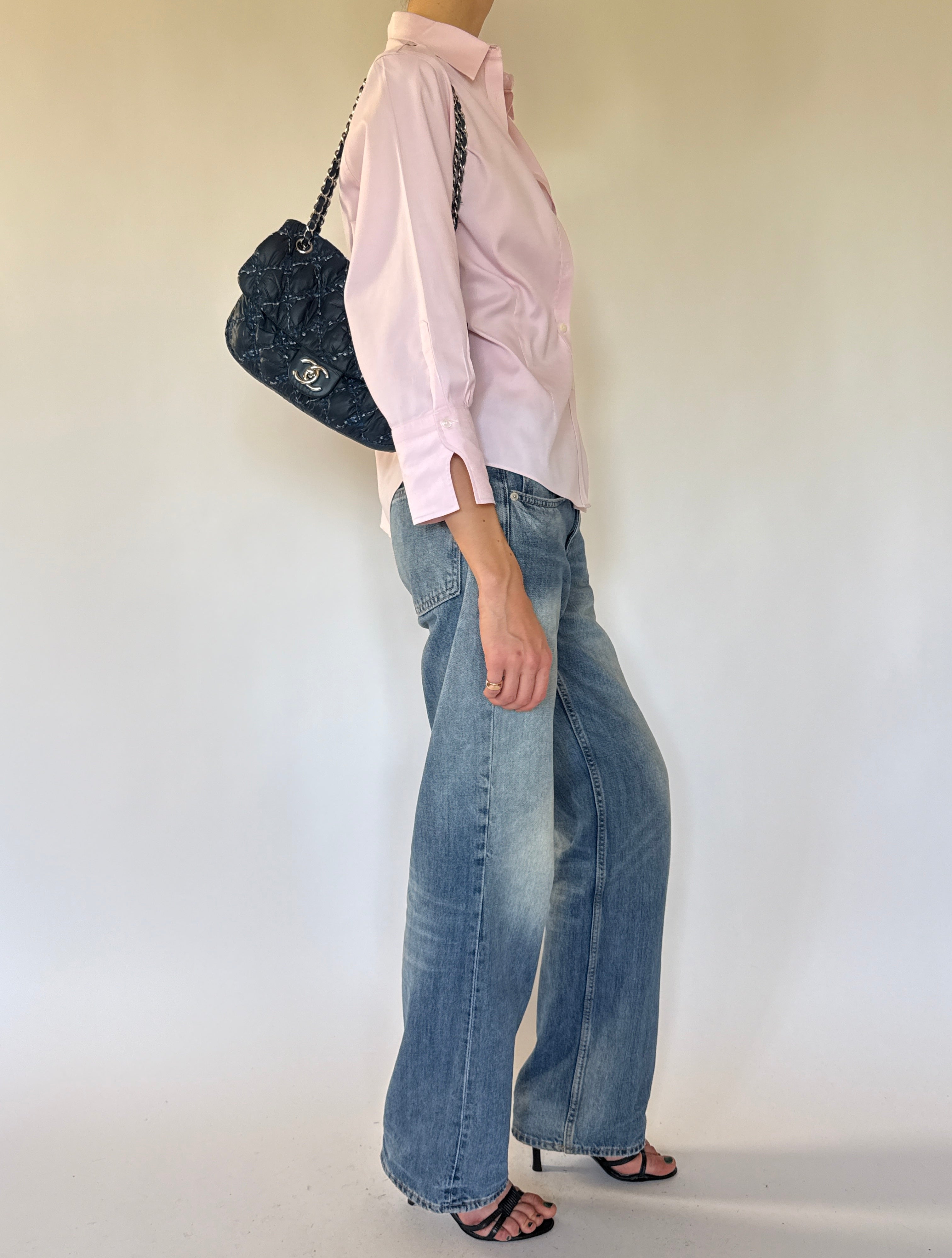 Vintage soft pink cotton shirt side view
