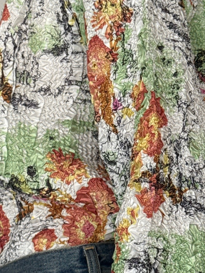 Vintage Floral Crinkle-Effect Blouse 5880